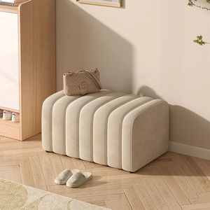 Taburete acolchado suave para cambiar zapatos, para la entrada del hogar, diseño minimalista de madera maciza, banco duradero de 40x40cm - Product Image 2