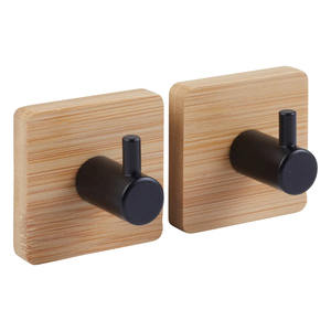 Juego de 2 Perchas Adhesivas de Madera con Ganchos de Metal y Bambú - Product Image 1