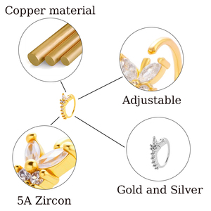 HENGSEN Joyería para Piercing de <span class=keywords><strong>Nariz</strong></span> Chapada en Oro, Anillo de <span class=keywords><strong>Nariz</strong></span> con Mariposa de Circonia Cúbica para Bodas, Regalos, Compromisos y Fiestas - Product Image 2