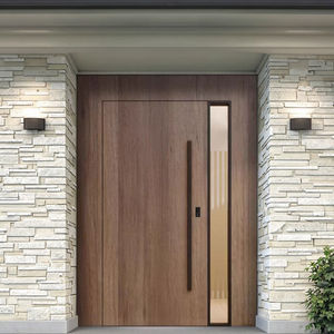 Puerta exterior de madera maciza de diseño moderno de lujo Aplicación al aire libre Entrada frontal con panel de vidrio para uso residencial de Villa - Product Image 6