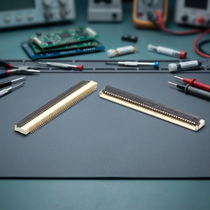 ZFPC SMT RA EZon 1H 0.3W 4~50pin FFC FPC Connecteur à angle droit en bronze phosphoreux étamé, 1 rangée de contacts, pas de 0,5 mm, hauteur de 1 mm, en bobine - Product Image 2
