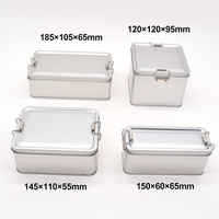 Boîte en métal rectangulaire jetable blanche, dorée et noire pour chips, snacks, pâtisseries, desserts, avec boucle