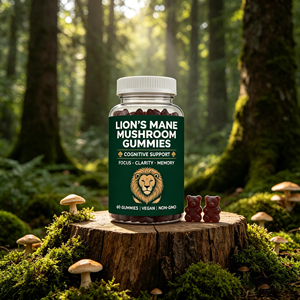 Lion's Mane Mushroom Vegan Gummies 60 Count Non-GMO Cognitive Support Focus Clarity <b>Memory</b> Daily Dietary Supplement - Product Image 6