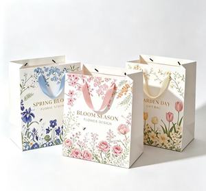 Promotion Eco-Friendly custom flower carry paper <b>bag</b> <b>large</b> capacity <b>bags</b> with ribbon handle for bouquet - Product Image 1