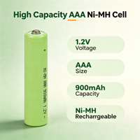 Batterie rechargeable Ni-MH 1,2 V AAA 900 mAh à faible autodécharge, cellule HR03 pour appareils ménagers, jouets, lampes de poche, vente en gros OEM