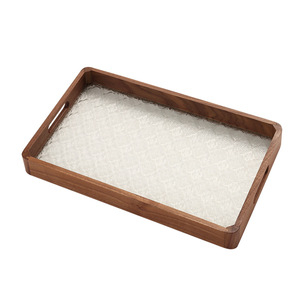 Wooden Crabapple Blossom <b>Tea</b> <b>Tray</b> Hexagonal Solid Wood Serving <b>Tray</b> For Coffee <b>Tea</b> Pastry Fruit Hotel Use - Product Image 5