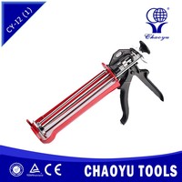 Pistola de calafateo manual de aluminio de alta resistencia con mango en D y varilla lisa, tipo medio barril, OEM, para bricolaje