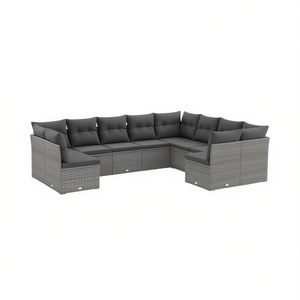 Set Divano da Giardino Modulare in Rattan PE Grigio, Arredamento da Esterno Angolare a 6 Posti, Design Contemporaneo - Product Image 1