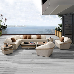 Hot Selling Garden Furniture Lounge Set Villa Leisure Aluminum Pe <b>rattan</b> <b>Sofa</b> Outdoor Lounge Sectional <b>Sofa</b> Furniture Set hotel - Product Image 2