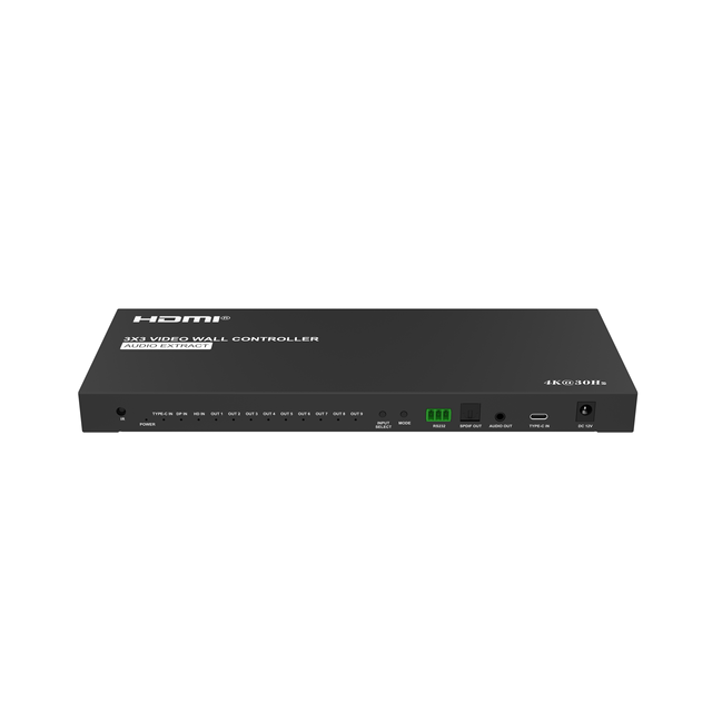 OEM Factory HDMI Video Wall Controller 3x3, RS232,Audio Extractor, DP In,4K30