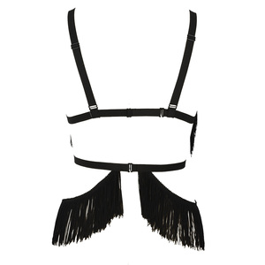 Set di Cinture Elastiche con Frange per Donna, <span class=keywords><strong>Top</strong></span> Corto Traforato con Nappine, Costume da Discoteca, Rave Party, Festival, <span class=keywords><strong>Lingerie</strong></span> - Product Image 5