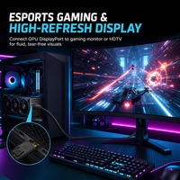 Câble adaptateur Esports 4K vers HDTV de 1,8 m avec loquet de rétention mécanique et blindage en feuille et tresse pour PC de jeu, GPU, moniteur incurvé