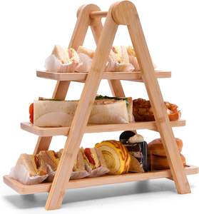 <span class=keywords><strong>Plateau</strong></span> de service en <span class=keywords><strong>bois</strong></span> à 3 niveaux, simple et moderne, pour gâteau et snack, présentoir pour fête et Thanksgiving - Product Image 1