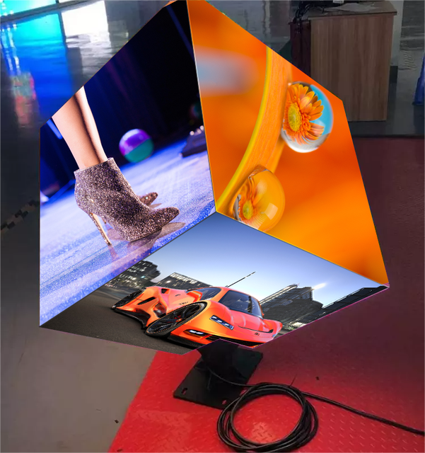 P2.6 2.6Mm 500*500mm Front Service Indoor Fixed Square Pillar Cube Video Wall Mounted Aluminium Ceiling Screen Cube Led Display