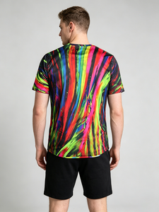 T-shirt Riflettente Personalizzata di Alta Qualità per <span class=keywords><strong>Uomo</strong></span>, Abbigliamento Sportivo Notturno, Maglietta a Rapida Asciugatura con Stampa Fluorescente, Maglia da Corsa - Product Image 3