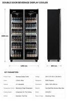 Réfrigérateur commercial vertical à double porte vitrée pour boissons, refroidisseur à air pour supermarché, bar et commerce de détail