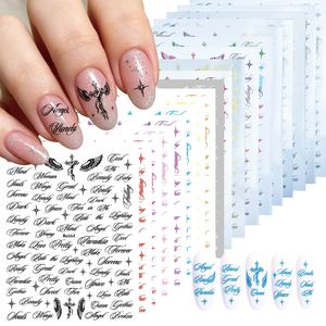 Adesivi per unghie Eleganti decorazioni con lettere in stile tatuaggio Sottili e resistenti Forniture per nail art fai da te - Product Image 1