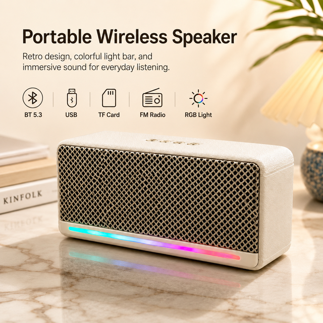 Dual Driver RGB Speaker BT 5.3 16W Portable Wireless Audio with USB TF FM  for Travel Wholesale OEM ODM