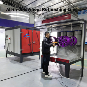 Système de peinture en poudre manuel tout-en-un avec four de cuisson et cabine de pulvérisation pour la remise à neuf et la finition des <span class=keywords><strong>jantes</strong></span> de roues - Product Image 1