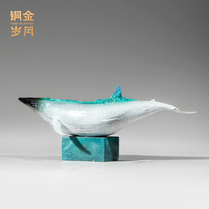 Adorno de Cobre con Diseño de Ballena Azul, Hecho a Mano, Decoración Artística para Sala de Estar, Colección Copper And Gold Years Whale Fall Story - Product Image 3