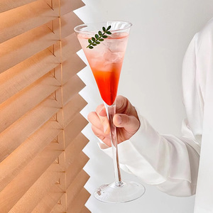 Français Romantique Clair Champagne Flûte Trompette En Forme De <span class=keywords><strong>Vin</strong></span> Jus Tasse Longue Boisson Verre Cocktails - Product Image 3