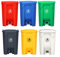 Contenedor de Basura Rectangular de Alta Resistencia de 30 Galones (100L) de PP con Pedal, Tapa Multicolor, Manos Libres, Ecológico, para Cocina
