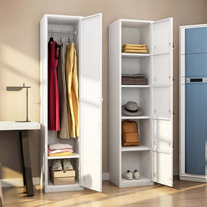 Single Compartment Steel Locker | Lockable Adjustable Durable <strong>Tall</strong> <strong>Narrow</strong> Metal Storage <strong>Wardrobe</strong> for Hotels &amp; Hospitals - Product Image 4