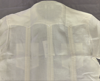 Chemises à manches longues style cubain blanc 100% lin décontractées quatre poches plissées devant Guayabera pour hommes