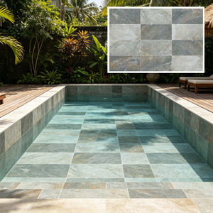 Piastrelle in <span class=keywords><strong>Mosaico</strong></span> Ceramico 300*600mm per Piscina Esterna di Ville/Hotel, Antiscivolo R11, in Marmo Naturale di Lusso Stile Bali - Product Image 1