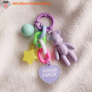 クリエイティブかわいいクマカラフルキーホルダー女性女の子ファッションイヤホン保護ケースペンダントバッグ装飾アクセサリー - Product Image 6