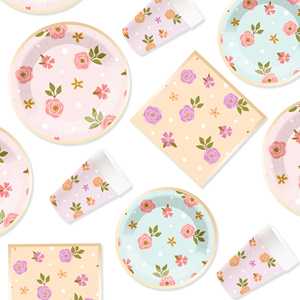 DAMAI Floral Party Supplies Flower <b>Plates</b> and Cups Napkins Sets Baby <b>Shower</b> for Flower Bridal <b>Shower</b> Tea Party Serve 8 Guests - Product Image 1