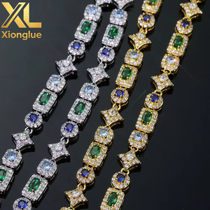 New 6mm <b>Iced</b> <b>Out</b> Star <b>Chain</b> Bangles Colorful Geometric Zircon Claw Setting Unisex Hip Hop Fine Jewelry - Product Image 1
