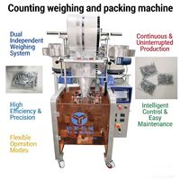 Machine d'emballage de sacs en plastique entièrement automatique, pneumatique, contrôlée par PLC, à double bol vibrant, avec pesage et comptage par vis.