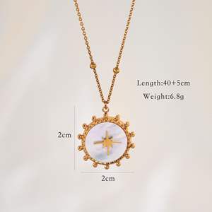 <span class=keywords><strong>Collier</strong></span> en acier inoxydable à étoile octogonale tendance, pendentif en pierre naturelle, <span class=keywords><strong>collier</strong></span> à perles multicolores pour femmes et filles - Product Image 6