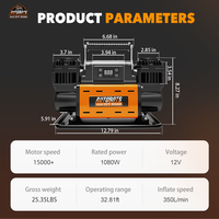 Compresseur d'air 12V avec panneau de commande LCD pour prédéfinir la pression cible 150psi 7.06cfm, pompe à air, gonfleur de pneus tout-terrain robuste