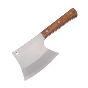 Yüksek kaliteli ağır mutfak ticari dövme balta bıçak et Cleaver kemik doğrama kasap bıçağı ahşap saplı