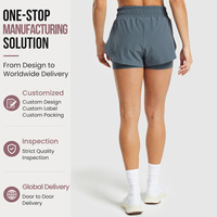Short bleu pour femmes 2 en 1 Short de course léger pour femmes Short moulant ajustable pour femmes Short de course pour femmes Entrejambe 4"