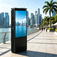 32 49 55 65 75 inç IP66 3000nit Su Geçirmez Çift Taraflı Ultra İnce Ayaklı Dış Mekan LCD Dijital Tabela Kiosk Totem