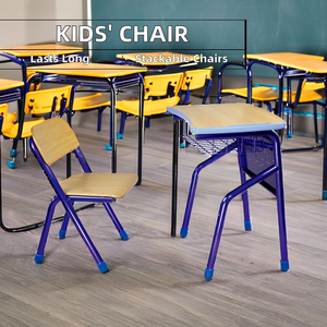 Ensemble table et chaise individuels pour étudiant, design moderne en métal et contreplaqué, pour salles de classe primaires et secondaires, Aoyasi PT-206E3 - Product Image 3