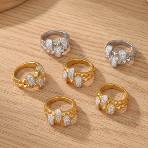 Anillos de Cóctel Geométricos para Mujer, Chapados en Oro de 18K, con Circonita Cúbica, Estilo Glamuroso, Joyería para Uso Diario y Fiestas - Product Image 3