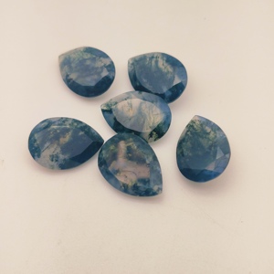 Agate mousse naturelle, taille poire, polie, couleur vert clair, effet de jeu de couleurs, pierres précieuses calibrées en vrac pour la fabrication de bijoux, 7x10mm, lot de 10 pièces - Product Image 2