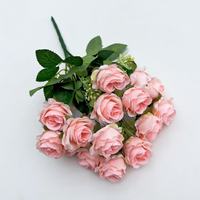 Fleur artificielle multi-têtes en forme de rose, Fleur artificielle rose nacrée, Fleur artificielle immortelle de style nordique romantique
