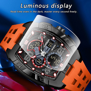 Reloj Digital SANDA 5110 con Forma de Barril, Resistente al Agua, Multifuncional, Deportivo, Casual, para Hombre, con Doble Pantalla, Luminoso y con Alarma - Product Image 4
