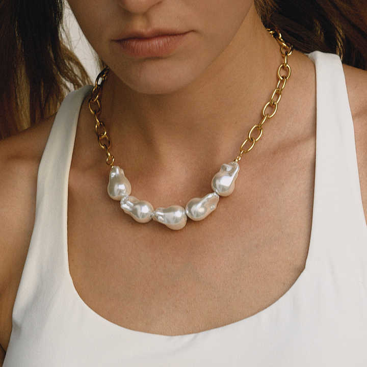 Pehvdkuq 777 Necklace – Gold Plated Stainless Steel With Faux Pearl, Angel Number Choker, Adjustable 16-18 Inch