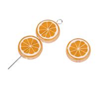 Manik-manik irisan buah lemon kartun 14mm, warna kuning oranye