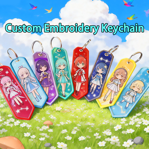 Porte-clés brodés tissés avec logo personnalisé de l'usine chinoise Porte-clés patch de broderie de dessin animé Keytag promotionnel à bas prix - Product Image 1