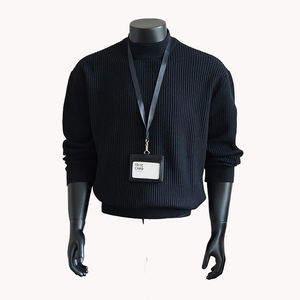 <b>Men's</b> White Striped <b>Mock</b> <b>Neck</b> <b>Sweater</b> Autumn Winter Lazy Style Regular Shoulder Knitwear 2026 New Arrival Minimalist <b>Sweater</b> - Product Image 2