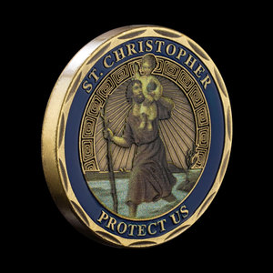 Chất lượng cao <span class=keywords><strong>ST</strong></span> <span class=keywords><strong>Christopher</strong></span> huy hiệu đồng mạ người bảo trợ Saint của du khách cầu nguyện Thiết kế tôn giáo lưu niệm đồng xu - Product Image 1