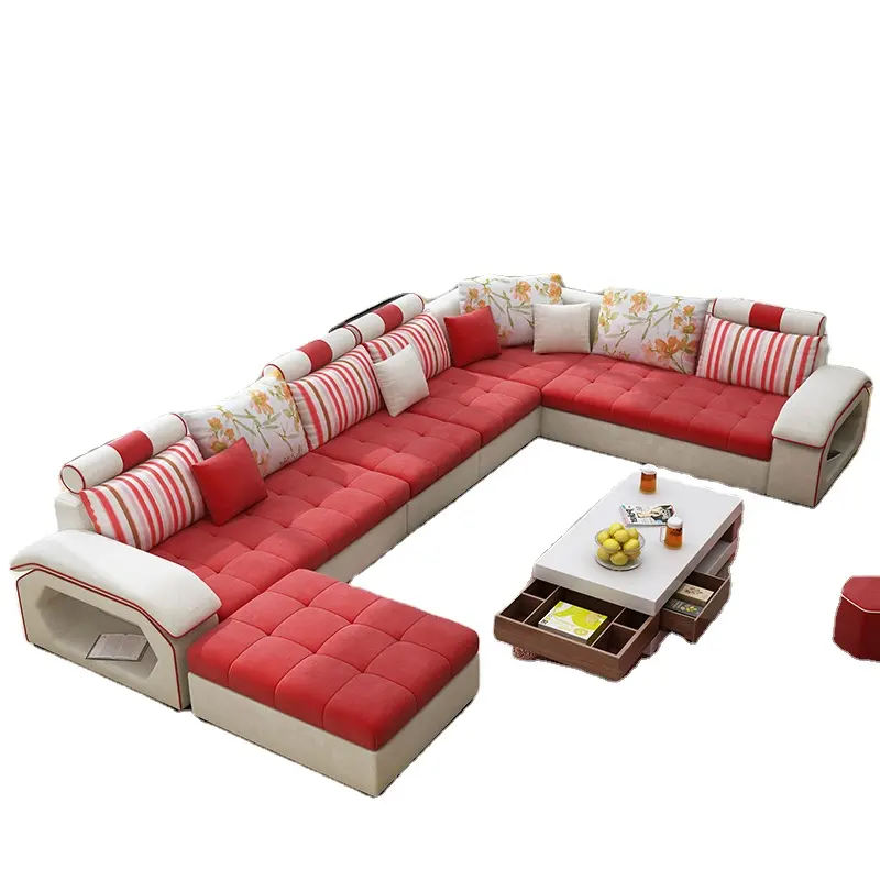 Sofa Bentuk C Grosir 6 Tempat Duduk Murah, Furnitur Rumah Ruang Duduk Ruang Tamu Sofa Konversi