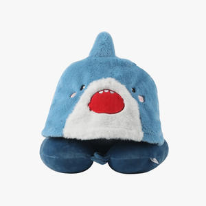 Oreiller de voyage en forme de U à capuche motif animal, portable pour le bureau et la sieste, 28x26x14cm - Product Image 1